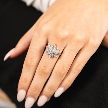 Sterling Silver Zirconia Fancy Flower Ring