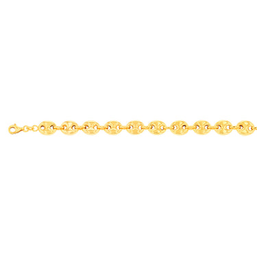 Sterling Silver Puff Gold Plated 17.5cm Bracelet