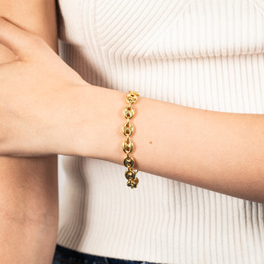 Sterling Silver Puff Gold Plated 17.5cm Bracelet