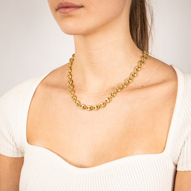 Sterling Silver Gold Plated Puff  45.5cm Chain