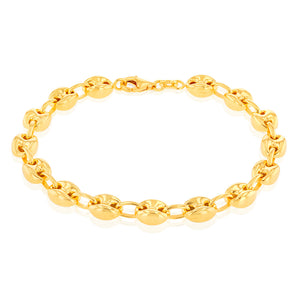 Sterling Silver Gold Plated Puff Gucci 17.5cm Bracelet