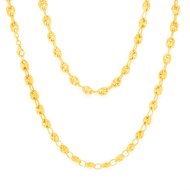 Sterling Silver Gold Plated Puff 50.5cm Chain