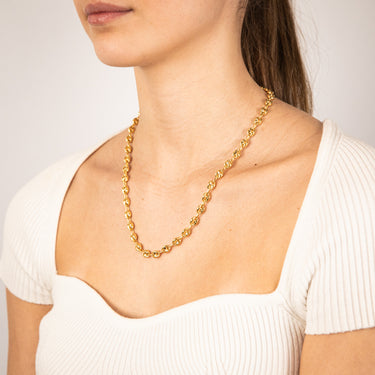 Sterling Silver Gold Plated Puff 50.5cm Chain