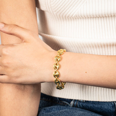 Sterling Silver Gold Plated Puff 17.5cm Bracelet