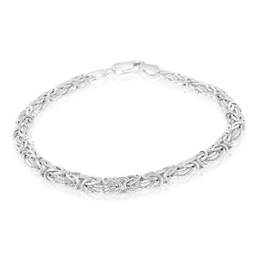 Sterling Silver Flat Byzantine 19cm Bracelet