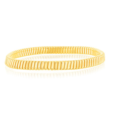 Sterling Silver Gold Plated Polished Wide Ribbed 68mm Bangle