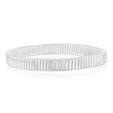 Sterling Silver Polished Wide Ribbed 68mm Bangle