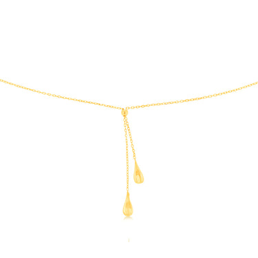 Sterling Silver Gold Plated Polished Double Tear Drop Pendant Chain