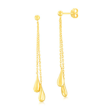 Sterling Silver Gold Plated Polished Double Tear Drop Earrings