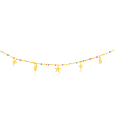 Sterling Silver Gold Plated Multicolour Charm 45cm Chain