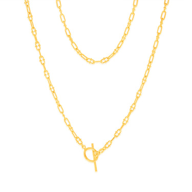 Sterling Silver Gold Plated Fancy Link T Bar Clasp 45cm Chain