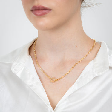 Sterling Silver Gold Plated Fancy Link T Bar Clasp 45cm Chain