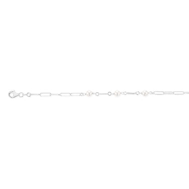 Sterling Silver Fresh Water Pearl Paperclip 19cm Bracelet