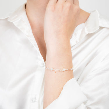Sterling Silver Fresh Water Pearl Paperclip 19cm Bracelet