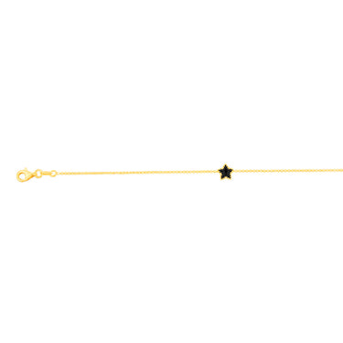 Sterling Silver Gold Plated Black Enamel Star 17+3cm Bracelet