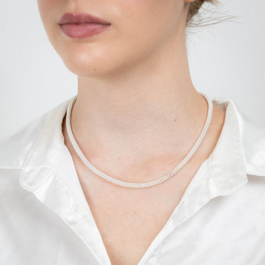 Sterling Silver Broad 42+5cm Chain