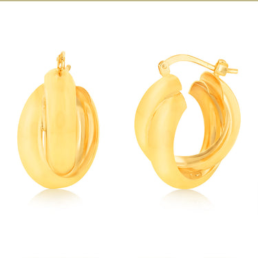 Sterling Silver Gold Plated Twisted Twin Hoop Earrings