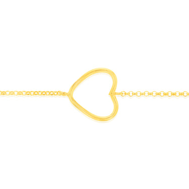 Sterling Silver Gold Plated Open Heart 19cm Bracelet