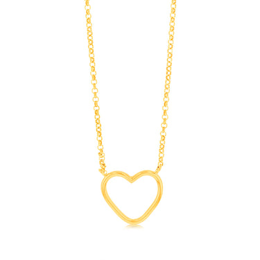 Sterling Silver Gold-Plated Open-Heart Pendant On Chain