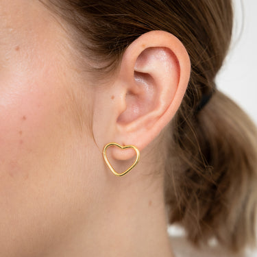 Sterling Silver Gold Plated Open Heart Stud Earrings