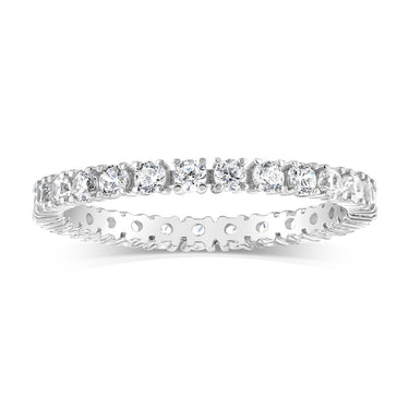 Sterling Silver White Cubic Zirconia Tennis Ring