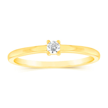 Sterling Silver Gold Plated White Cubic Zirconia $ Claw Ring