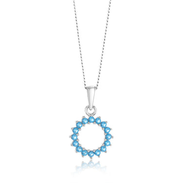 Sterling Silver Aquamarine Blue Cubic Zirconia Circle of Life Pendant