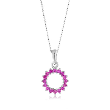 Sterling Silver Red Created Spinel Circle Of Life Pendnt