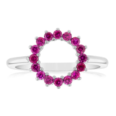 Sterling Silver Red Created Spinel Circle Of Life Ring