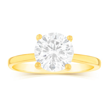 Sterling Silver Gold Plated Brilliant Cut White Zirconia Ring