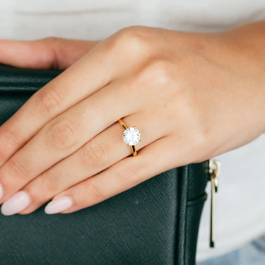 Sterling Silver Gold Plated Brilliant Cut White Zirconia Ring