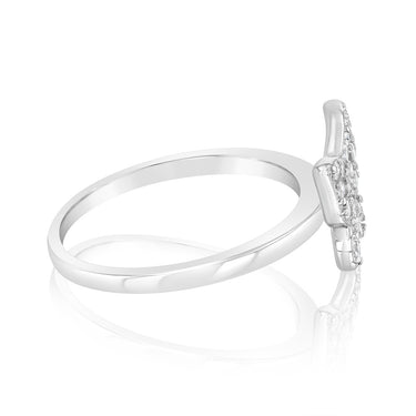 Sterling Silver Rhodium Plated Cubic Zirconia Butterfly Ring