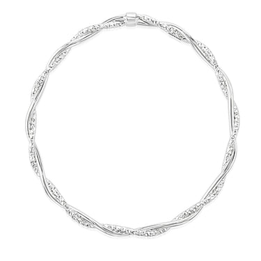 Sterling Silver Plain And Textured Twisted Bangle