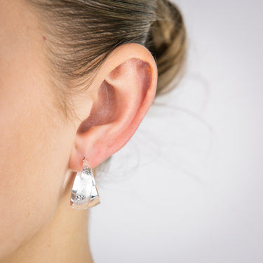 Sterling Silver Plain And Textured Double Hoop Earrings