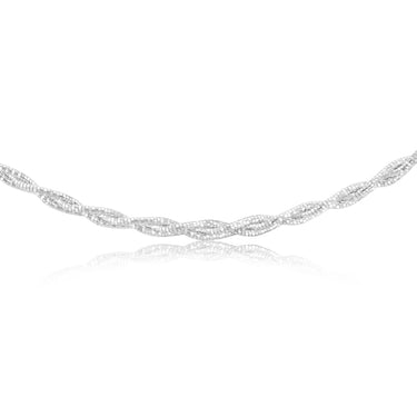 Sterling Silver Rhodium Plated Fancy Braided 42+3cm Chain