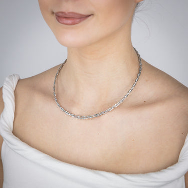 Sterling Silver Rhodium Plated Fancy Braided 42+3cm Chain