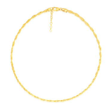 Sterling Silver Gold Plated Fancy Braided 42+3cm Chain