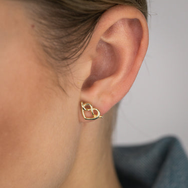 Sterling Silver Gold Plated Angel Wings Heart Cut Out Stud Earrings