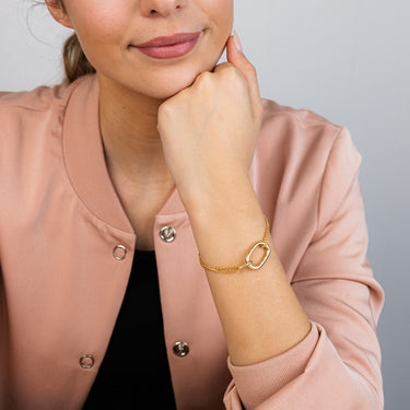 Sterling Silver Gold Plated Plain Link 19.5cm Bracelet