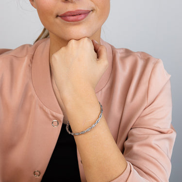 Sterling Silver Rhodium Plated Fancy Braided 19cm Bracelet