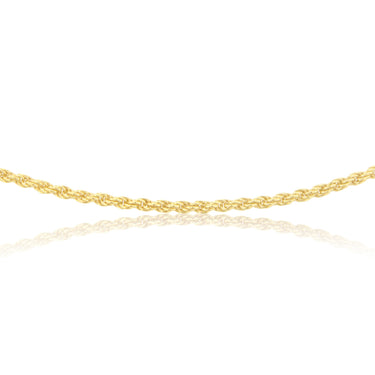 Sterling Silver Gold Plated Rope 50+5cm Chain