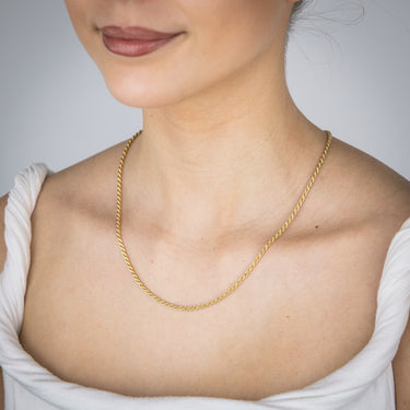 Sterling Silver Gold Plated Rope 50+5cm Chain