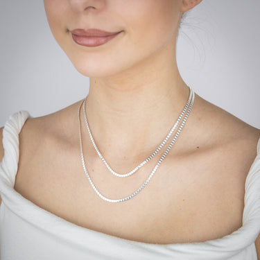 Sterling Silver Stamped Fancy Double Strand 41+5cm Chain