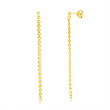 Sterling Silver Gold Plated Fancy Single Strand Drop Earrings