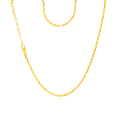 Sterling Silver Gold Plated Diamond Cut Twisted Curb 42.5+5cm Chain