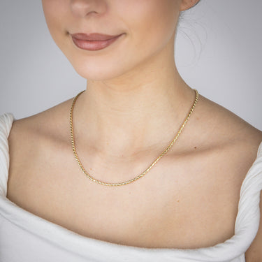 Sterling Silver Gold Plated Diamond Cut Twisted Curb 42.5+5cm Chain