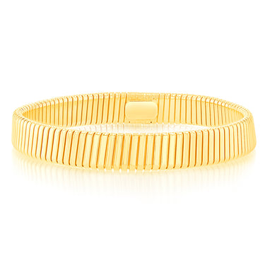 Sterling Silver Gold Plated Broad Ribbed 68mm Bangle
