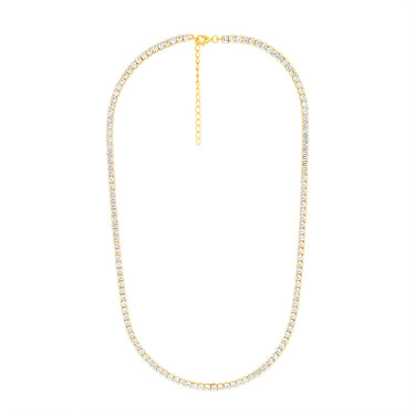 Sterling Silver Gold Plated 3mm Cubic Zirconia 45cm Tennis Chain