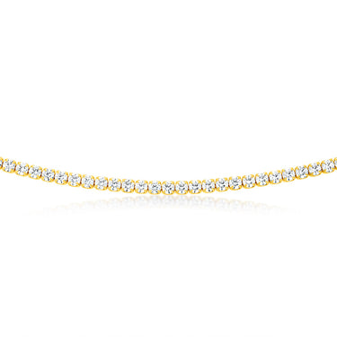 Sterling Silver Gold Plated 3mm Cubic Zirconia 45cm Tennis Chain
