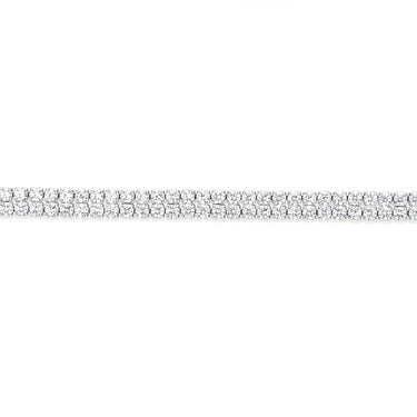 Sterling Silver Rhodium Plated 2mm Cubic Zirconia Two Row 16+3cm Tennis Bracelet